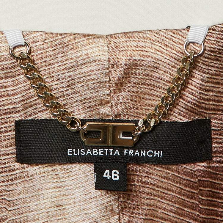 Pre Owned Elisabetta Franchi White Crepe Overcoat L