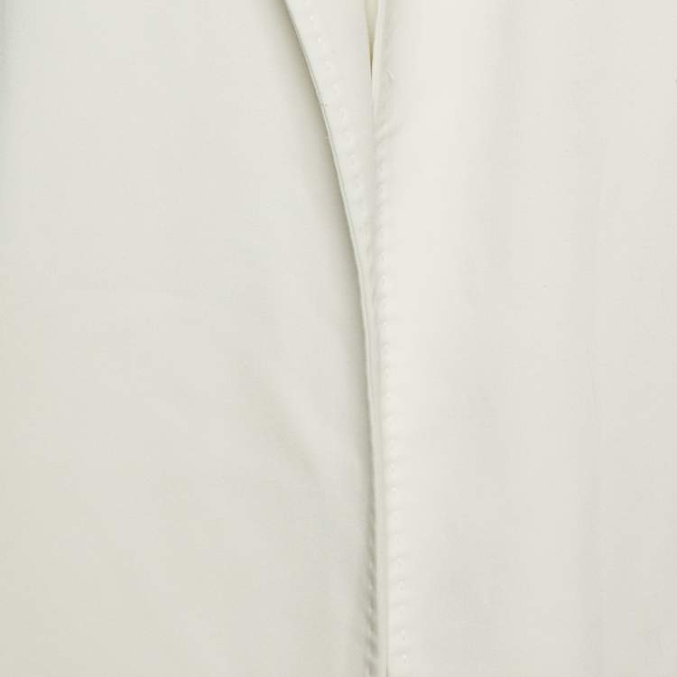 Pre Owned Elisabetta Franchi White Crepe Overcoat L