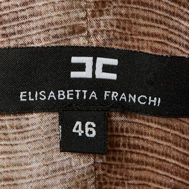 Pre Owned Elisabetta Franchi White Crepe Overcoat L