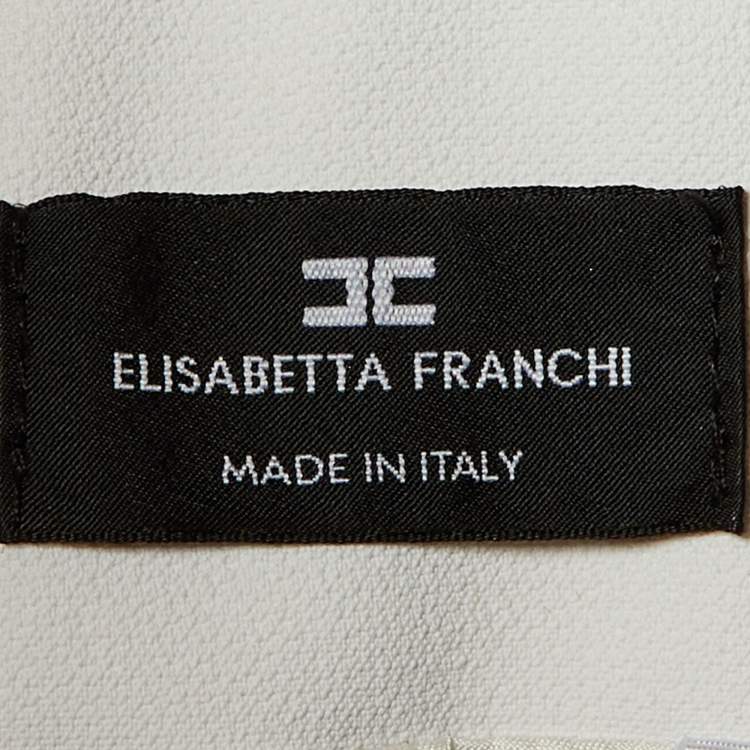 Pre Owned Elisabetta Franchi White Crepe Star Button Detail Double Breasted Blazer M