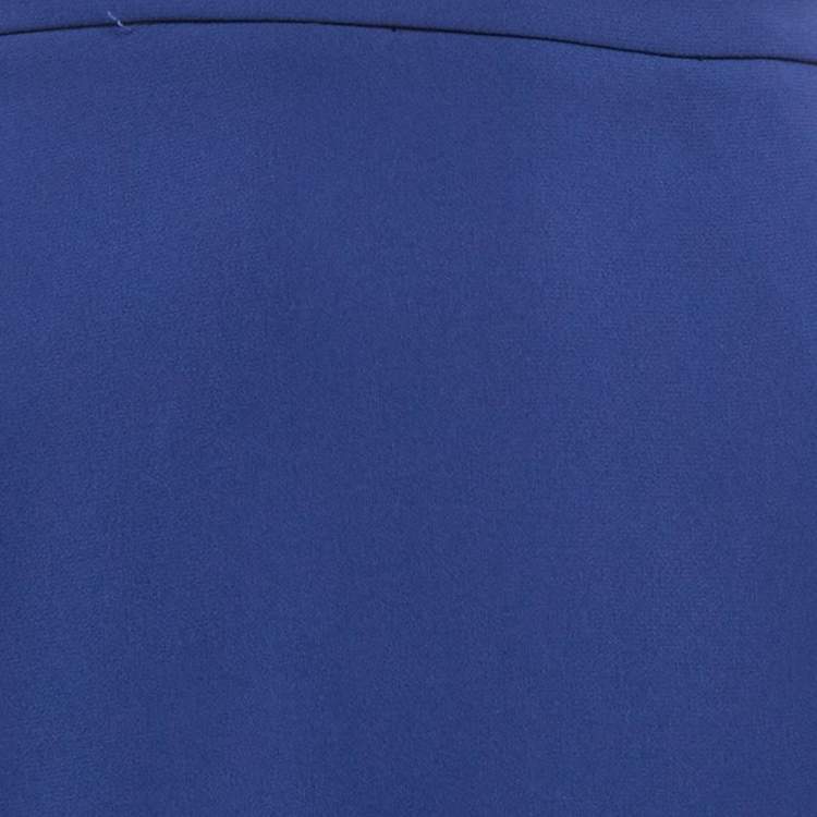 Pre Owned Elisabetta Franchi Blue Crepe Faux Wrap Midi Skirt M
