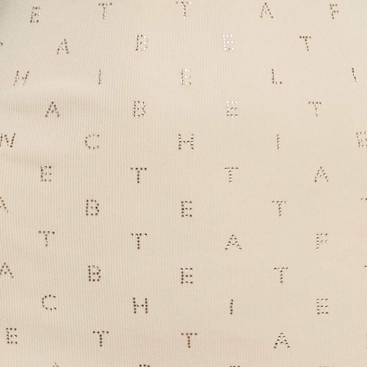 Pre Owned Elisabetta Franchi Cream Logo Embellished Knit Sleeveless Long Dress S