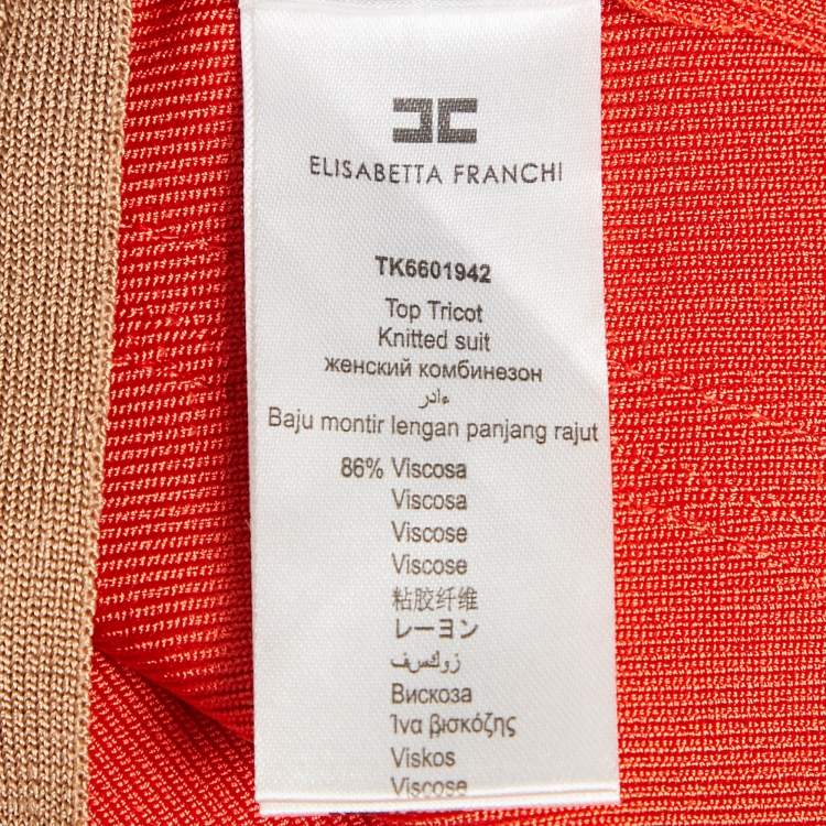 Pre Owned Elisabetta Franchi Orange Knit Sleeveless Top  M