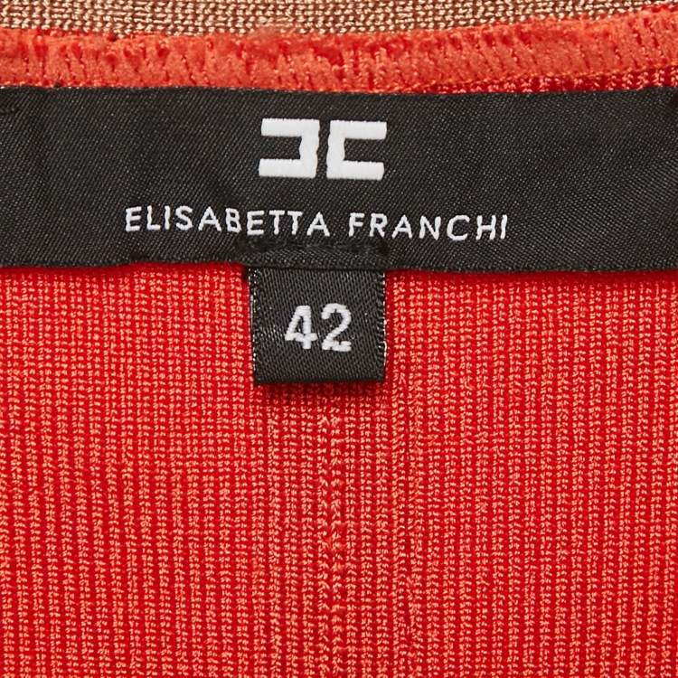 Pre Owned Elisabetta Franchi Orange Knit Sleeveless Top  M
