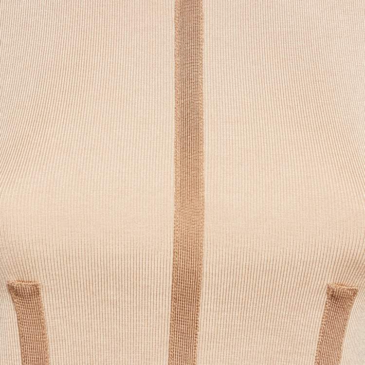 Pre Owned Elisabetta Franchi Orange Knit Sleeveless Top  M