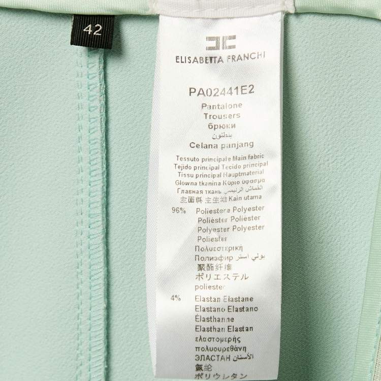 Pre Owned Elisabetta Franchi Mint Green Crepe Flared Leg Trousers M