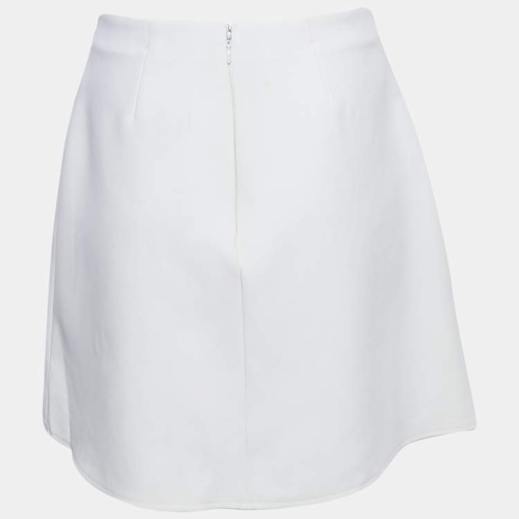 Pre Owned Elisabetta Franchi White Star Embellished Crepe Mini Skirt M