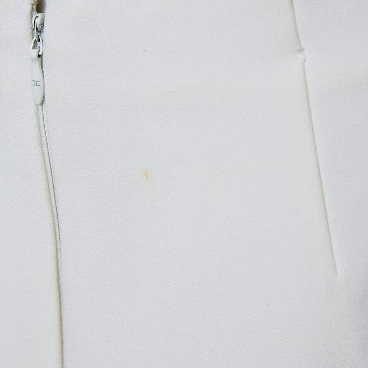 Pre Owned Elisabetta Franchi White Star Embellished Crepe Mini Skirt M