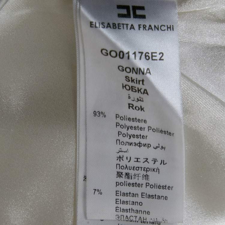 Pre Owned Elisabetta Franchi White Star Embellished Crepe Mini Skirt M