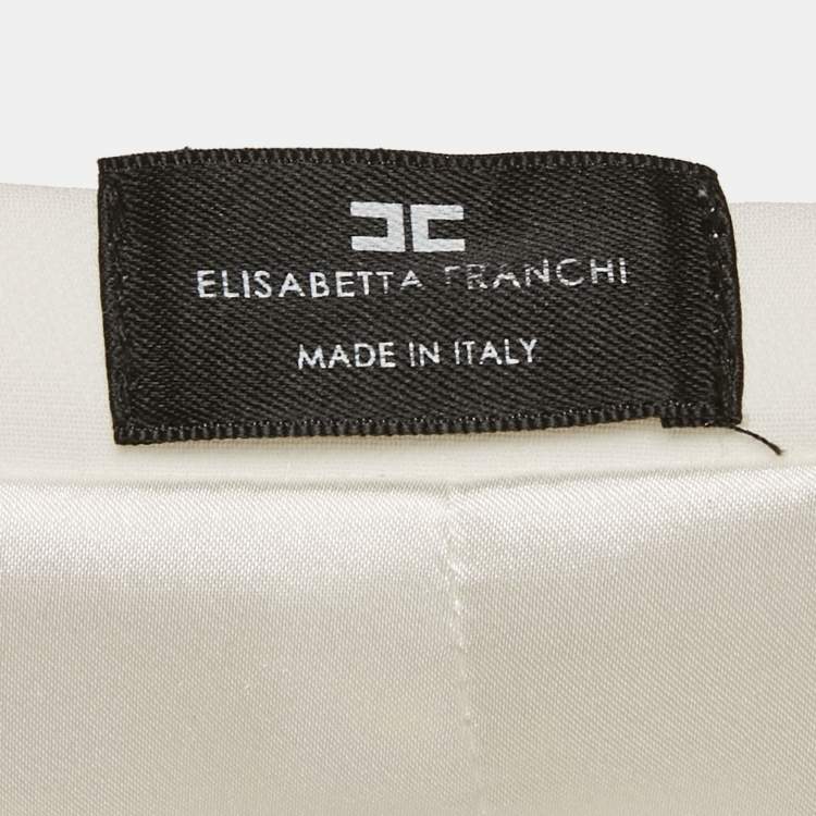 Pre Owned Elisabetta Franchi White Crepe Cape Detail Mini Dress S