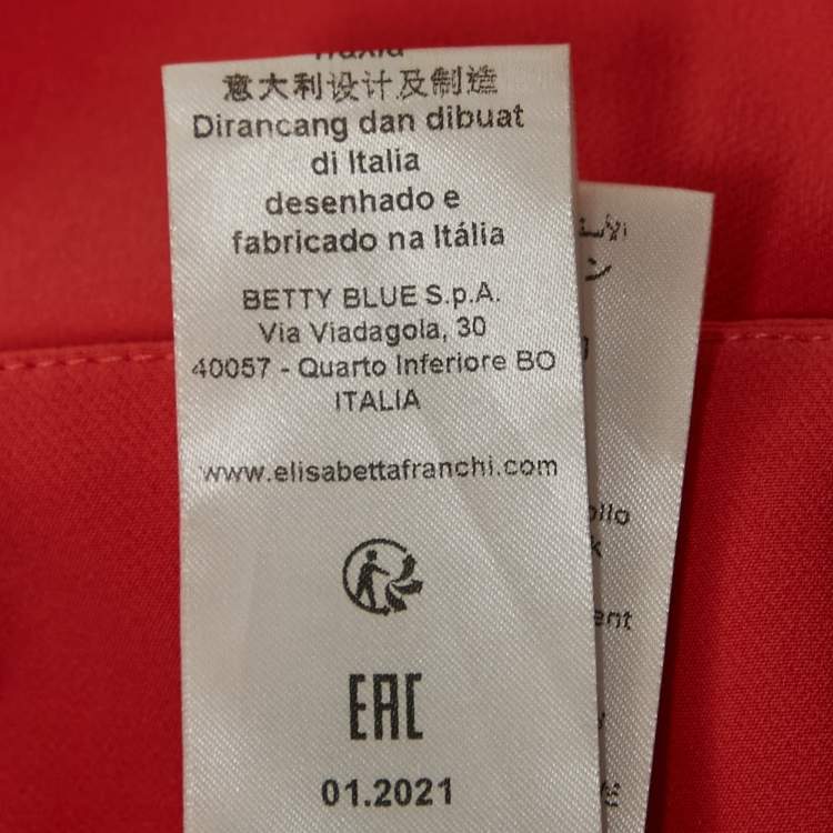 Pre Owned Elisabetta Franchi Pink Crepe Button Detail Flared Trousers M