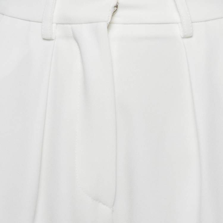 Pre Owned Elisabetta Franchi White Crepe Cargo Pants S