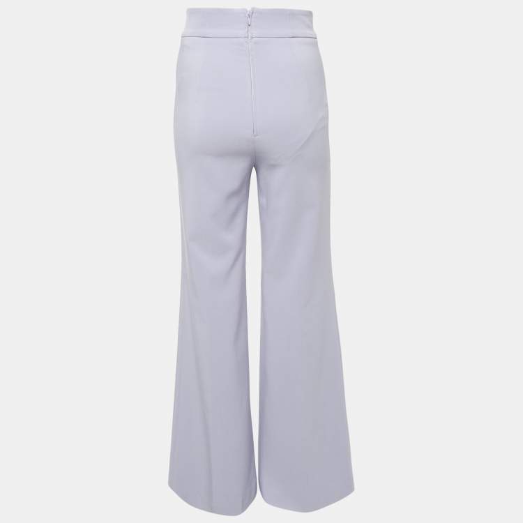 Pre Owned Elisabetta Franchi Lavender Crepe Button Detail Flared Trousers S