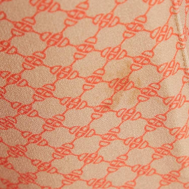 Pre Owned Elisabetta Franchi Orange Printed Crepe High Rise Trousers S