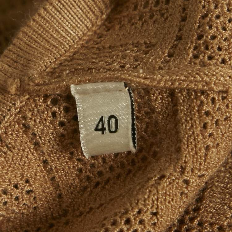 Pre Owned Elisabetta Franchi Brown Monogram Stretch Knit Bodycon Dress S