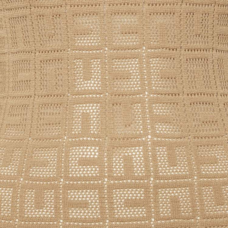 Pre Owned Elisabetta Franchi Brown Monogram Stretch Knit Bodycon Dress S