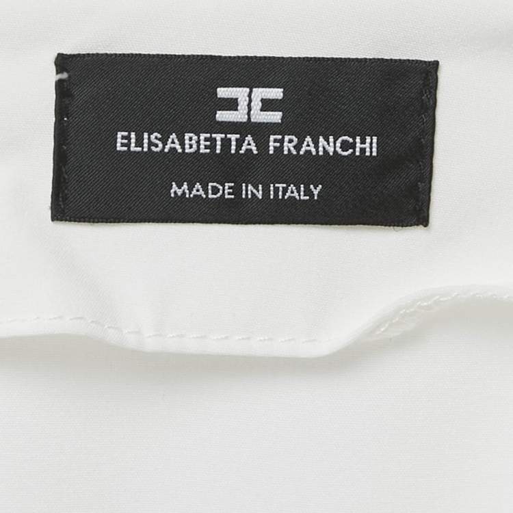 Pre Owned Elisabetta Franchi White Jersey Plunging Neck Bodysuit M