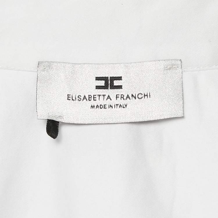 Pre Owned Elisabetta Franchi White Poplin Crop Top M