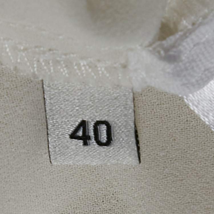 Pre Owned Elisabetta Franchi White Chiffon Plunging Neck Bodysuit S