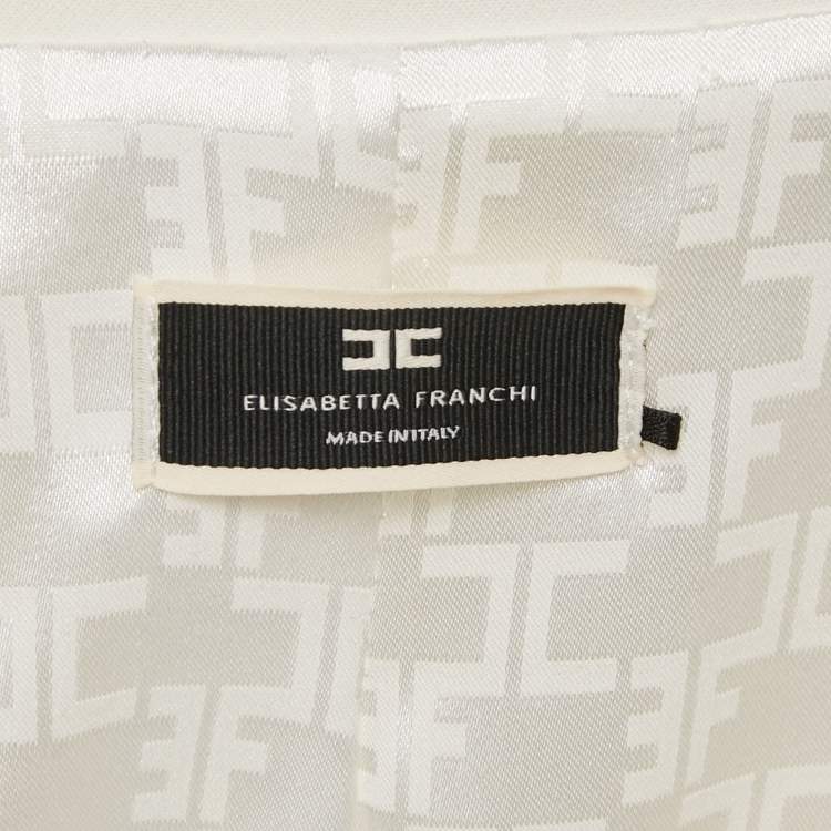Pre Owned Elisabetta Franchi White Crepe Double Breasted Coat Dress M