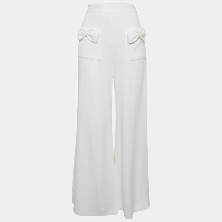 Pre Owned Elisabetta Franchi Crepe Bow Detail Flared Trousers S