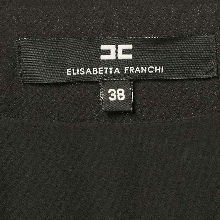 Pre Owned Elisabetta Franchi Black Silk and Satin Detachable Dress S