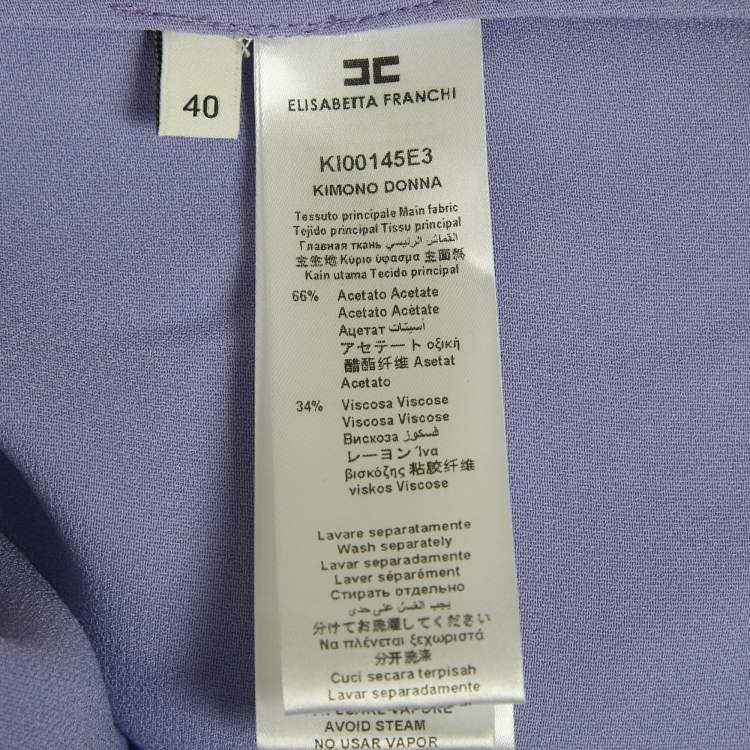 Pre Owned Elisabetta Franchi Purple Embellished Satin Kaftan Dress S
