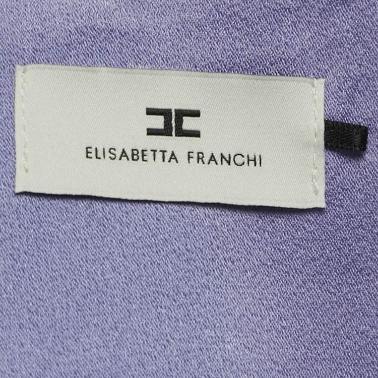 Pre Owned Elisabetta Franchi Purple Embellished Satin Kaftan Dress S