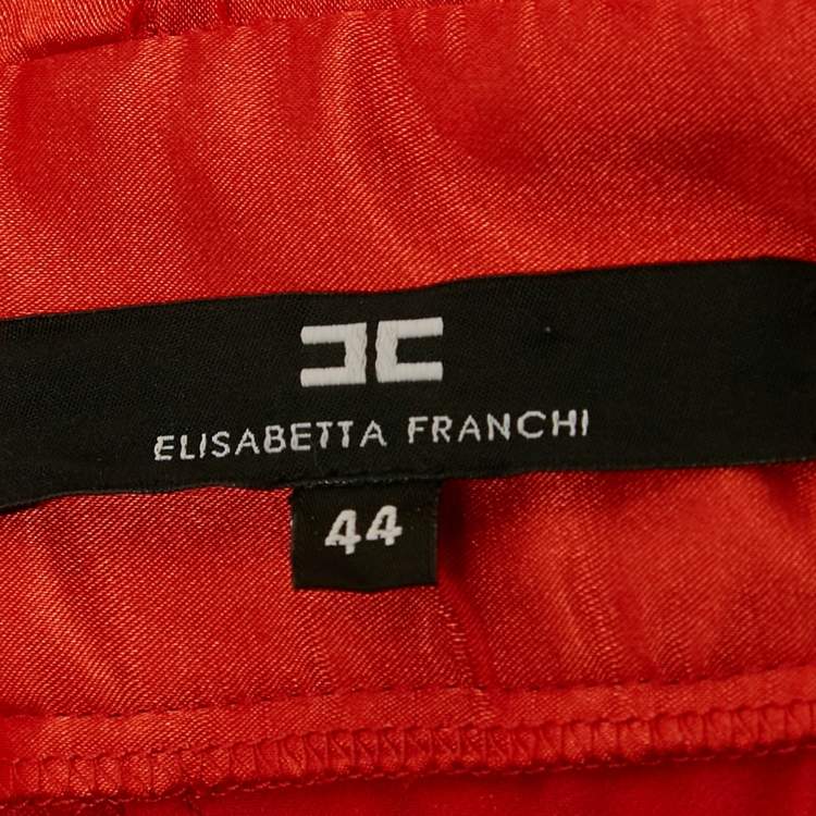Pre Owned Elisabetta Franchi Orange Jersey Lace-Up Mini Dress M