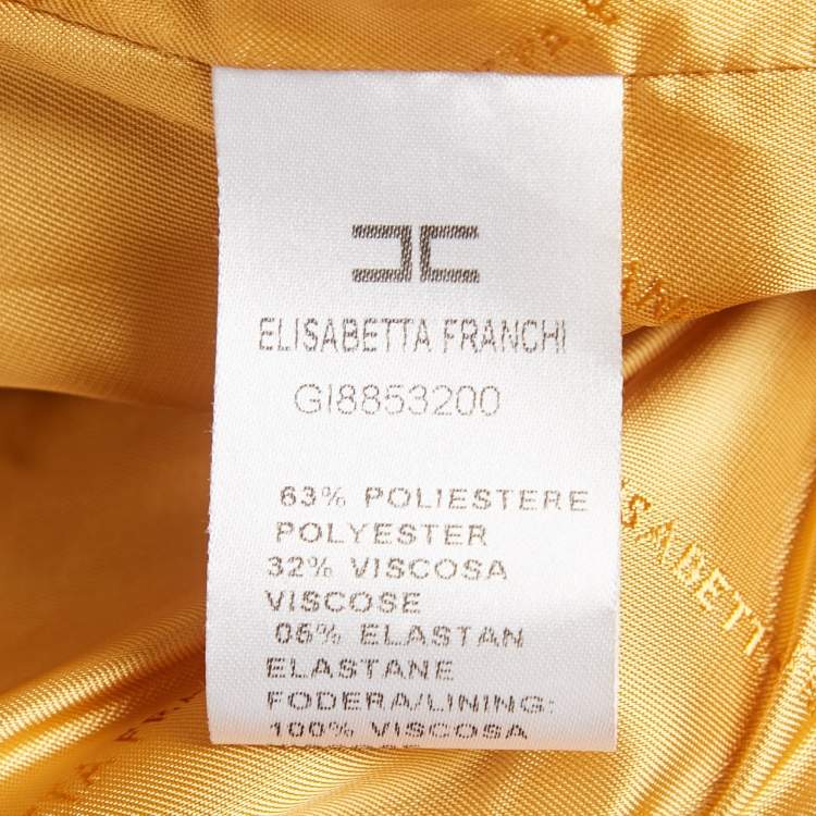 Pre Owned Elisabetta Franchi Yellow Crepe Open Front Jacket M