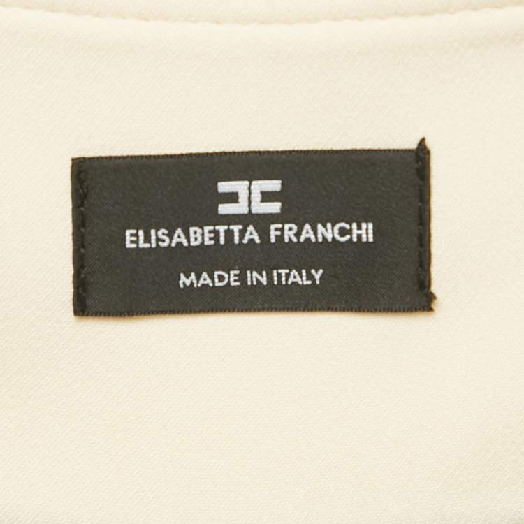 Pre Owned Elisabetta Franchi Blue Tweed Belted Trousers M