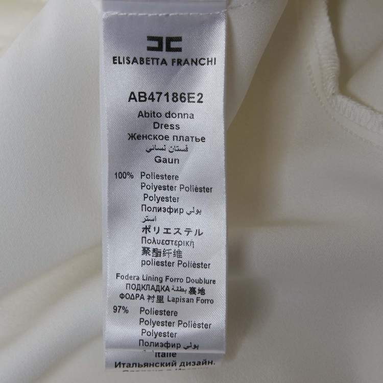 Pre Owned Elisabetta Franchi White Crepe Pleated Detail Mini Dress M