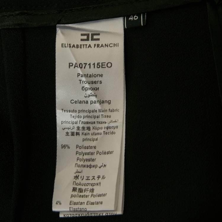 Pre Owned Elisabetta Franchi Black Crepe High Rise Trousers L