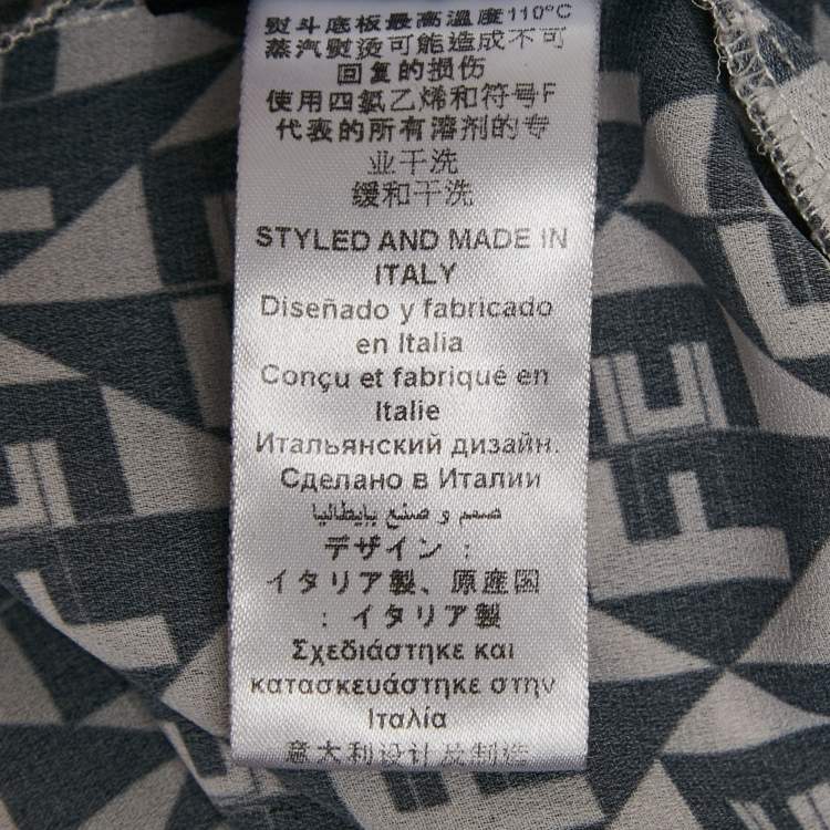 Pre Owned Elisabetta Franchi Black/White Diamond Print Crepe Shirt S