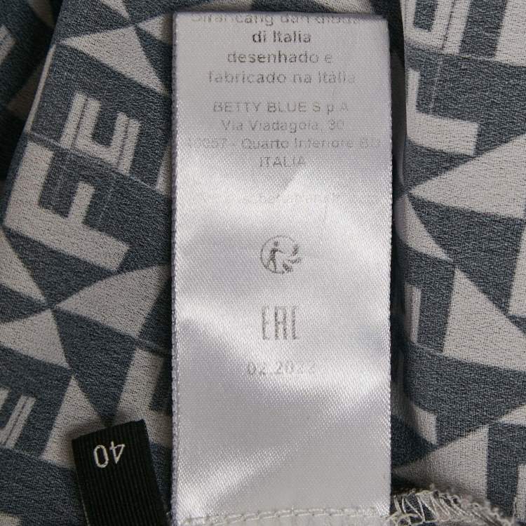Pre Owned Elisabetta Franchi Black/White Diamond Print Crepe Shirt S