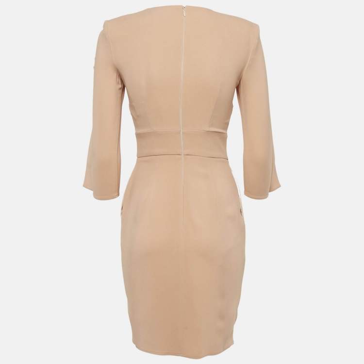 Pre Owned Elisabetta Franchi Peach Crepe Button Detail Short Dress S