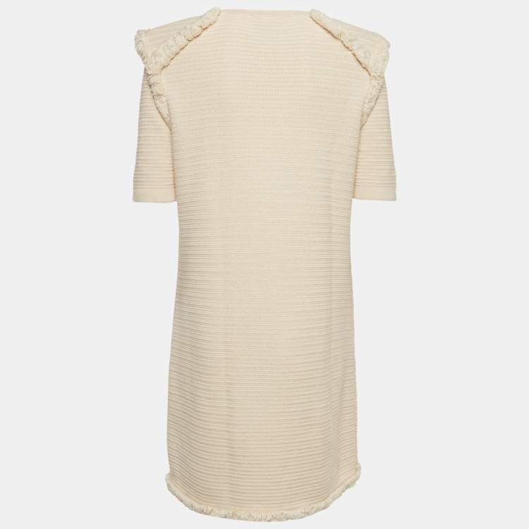Pre Owned Elisabetta Franchi Beige Knitted Short Dress M