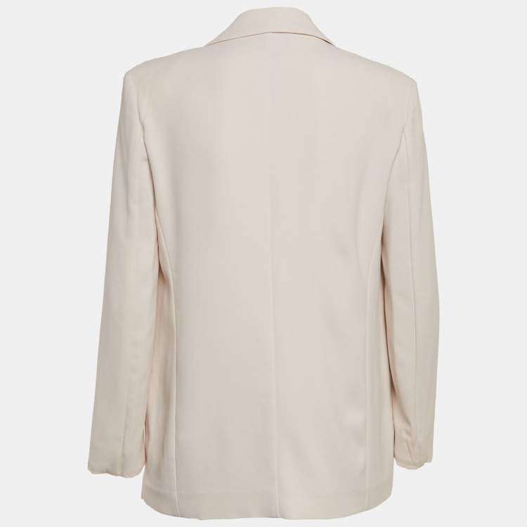 Pre Owned Elisabetta Franchi Beige Crepe Single Breasted Blazer M