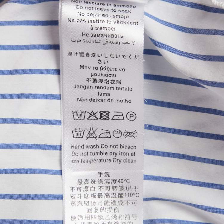 Pre Owned Elisabetta Franchi White & Blue Striped Cotton Tie Detail Shirt S