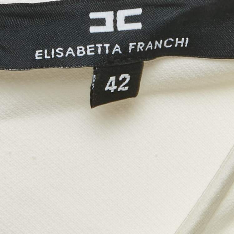 Pre Owned Elisabetta Franchi White Jersey Lace Up Backless Jumpsuit M