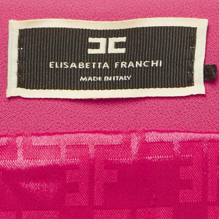 Pre Owned Elisabetta Franchi Pink Crepe Zip-Up Mini Dress M