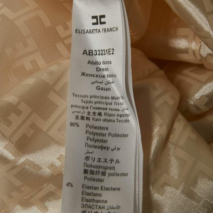 Pre Owned Elisabetta Franchi Cream Crepe Flounced Hem Mini Dress L