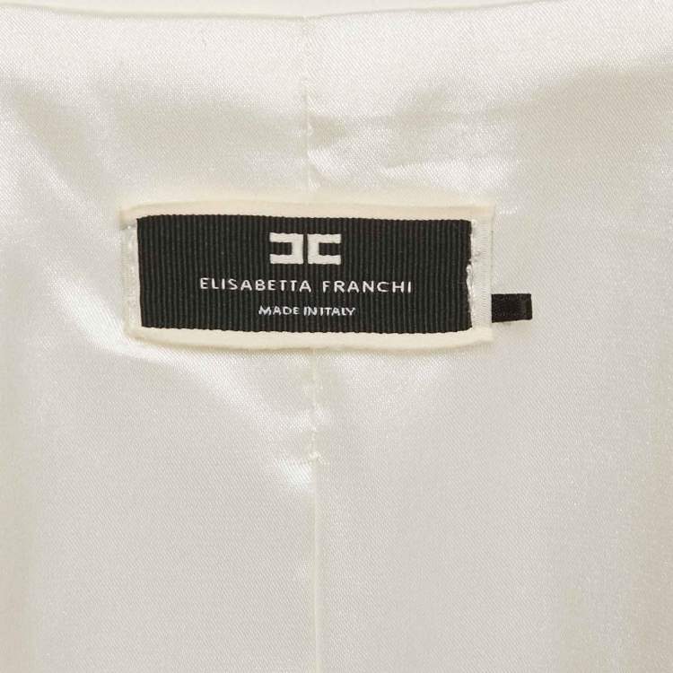Pre Owned Elisabetta Franchi White Crepe Double Breasted Mini Dress S
