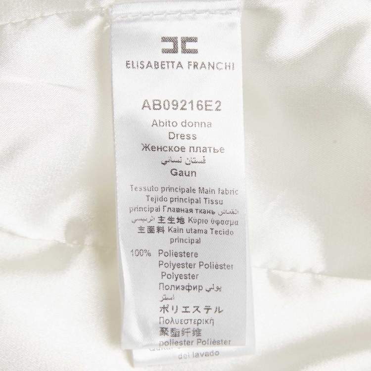 Pre Owned Elisabetta Franchi White Crepe Double Breasted Mini Dress S