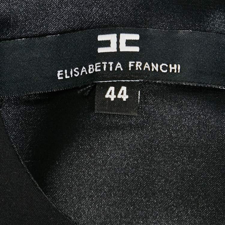 Pre Owned Elisabetta Franchi Black Jersey Logo Detail Mini Dress M