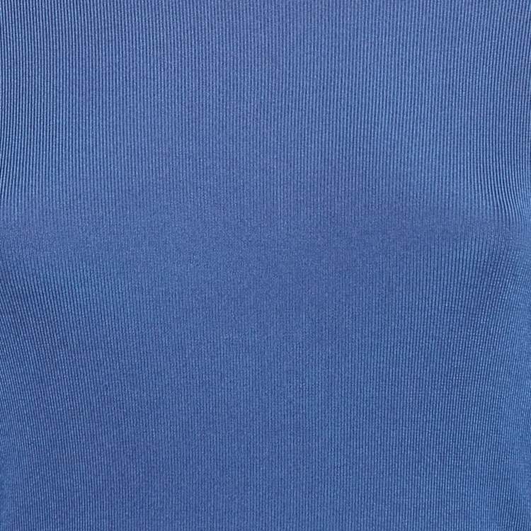 Pre Owned Elisabetta Franchi Blue Jersey Lace Up Detail Bodycon Dress M