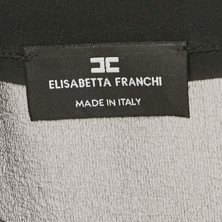 Pre Owned Elisabetta Franchi Black Tulle Trim Chiffon Shirt M