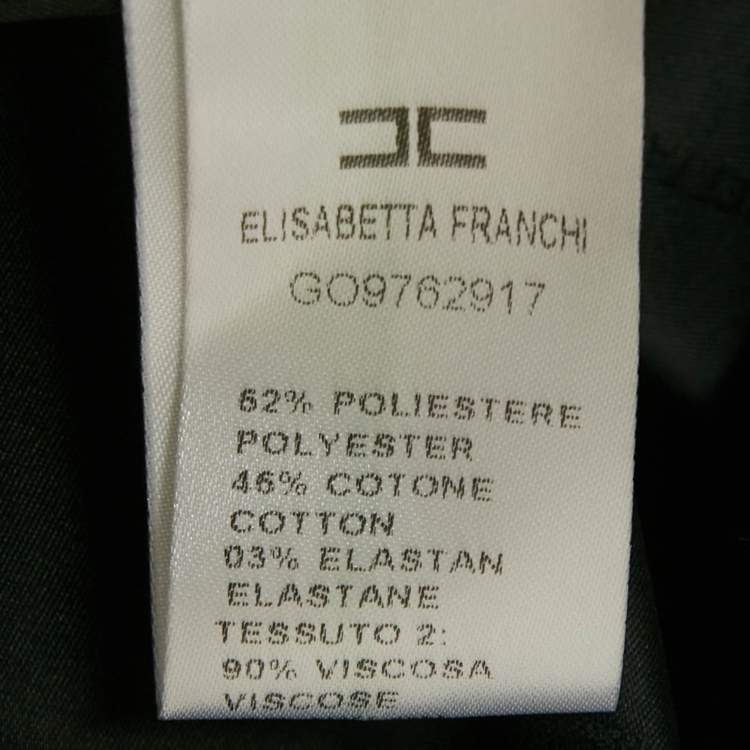 Pre Owned Elisabetta Franchi Black Satin Panel Lace Pencil Skirt M
