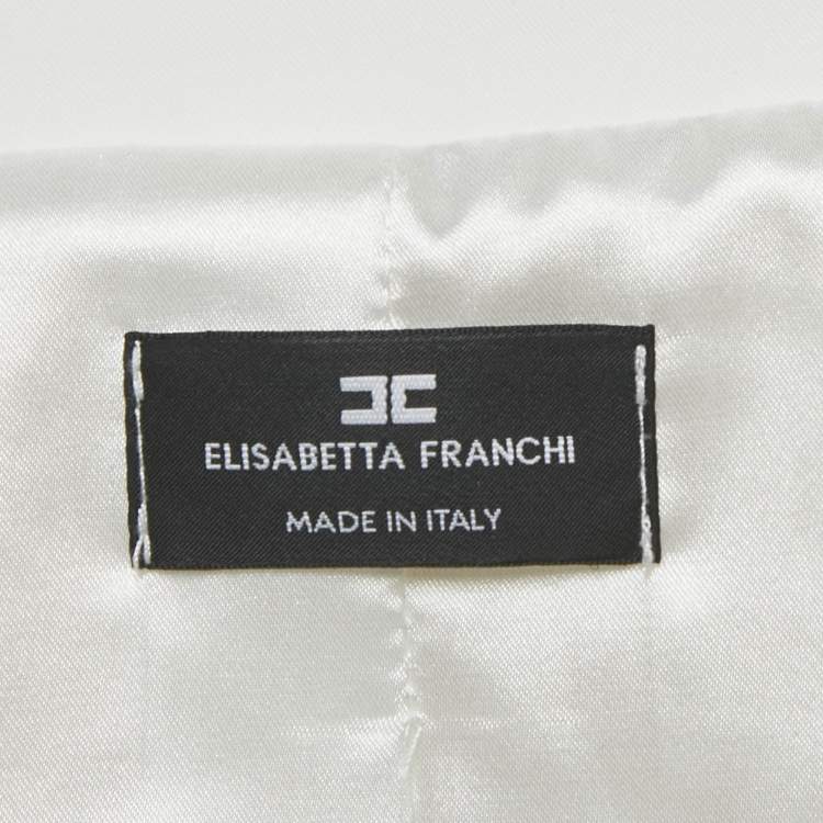 Pre Owned Elisabetta Franchi White Crepe Blazer Dress S