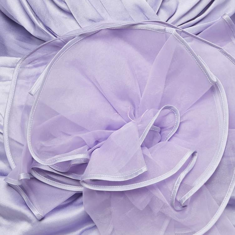 Pre Owned Elisabetta Franchi Purple Satin Ruched Mini Dress M
